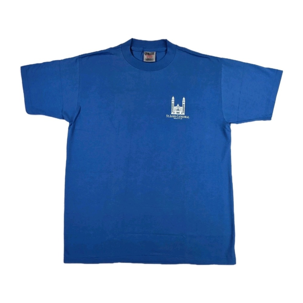 ONEITA SINGLE STITCH ST JAMES CATHEDRAL SEATTLE TSHIRT BLUE VTG L